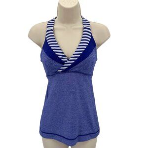 Lululemon Womens Blue Racerback Striped Halter Tank Top Athletic Yoga Size XS
